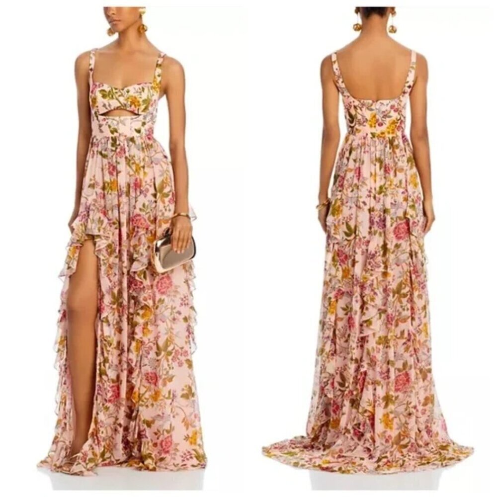 NWT Cinq a Sept Xiomara Floral Dress Gown Soft Pink Multi Size 6